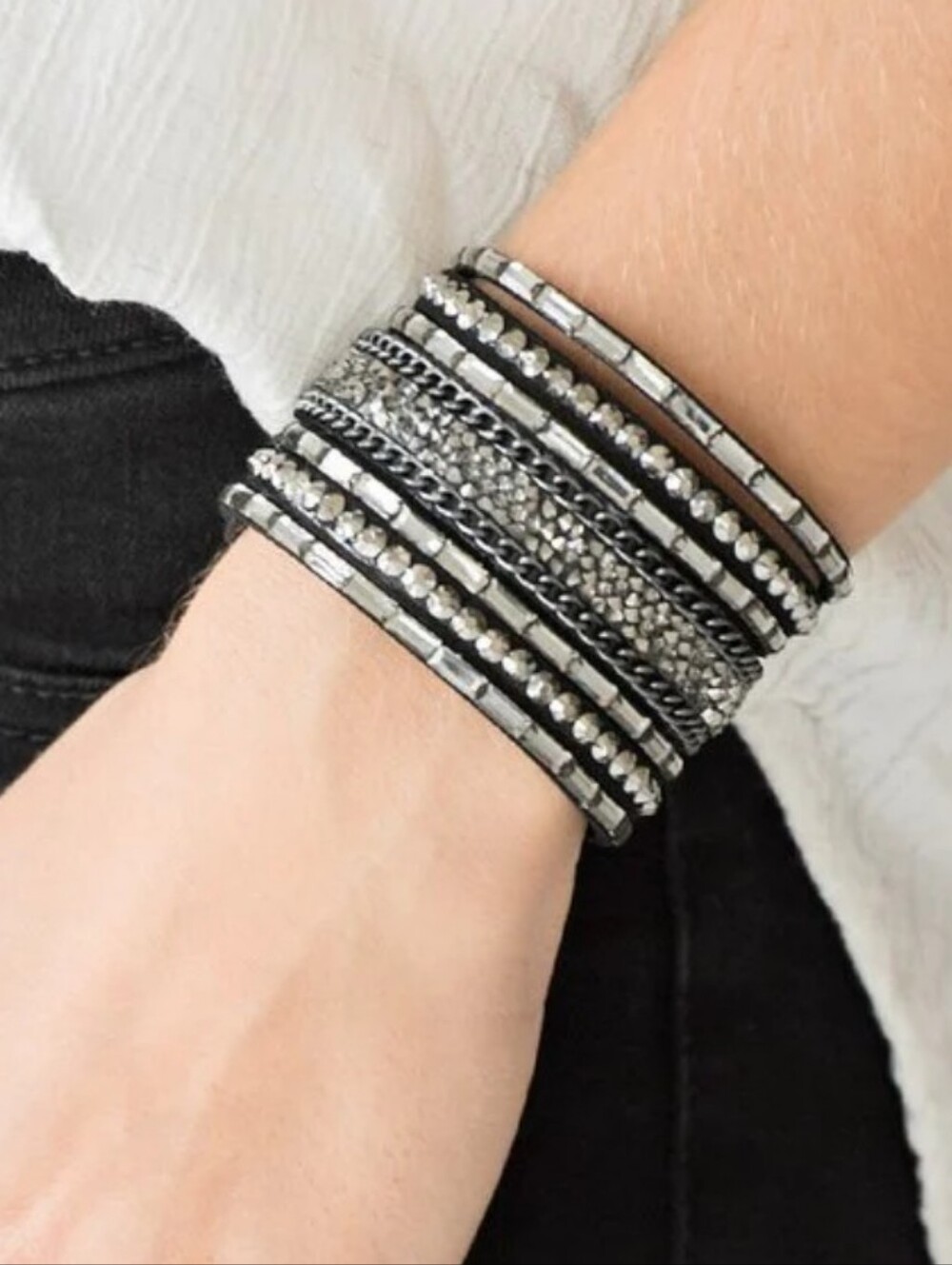 Paparazzi Black Rhinestone Rumble Cuff Bracelet New